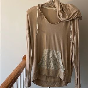 Anthropologie Lily White Long Sleeve Pullover Lace